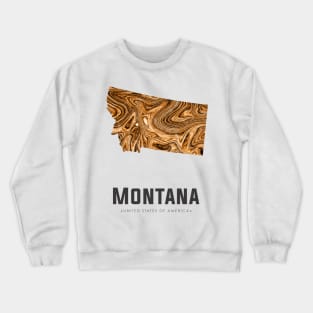 Montana state map abstract golden brown Crewneck Sweatshirt